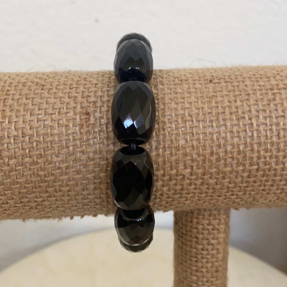❤️ GIFTED Genuine Black Agate Elastic Bracelet